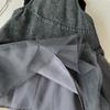 Girls' Summer Set Korean Denim Mesh Dress+vest Princess Two-piece Set Trendy