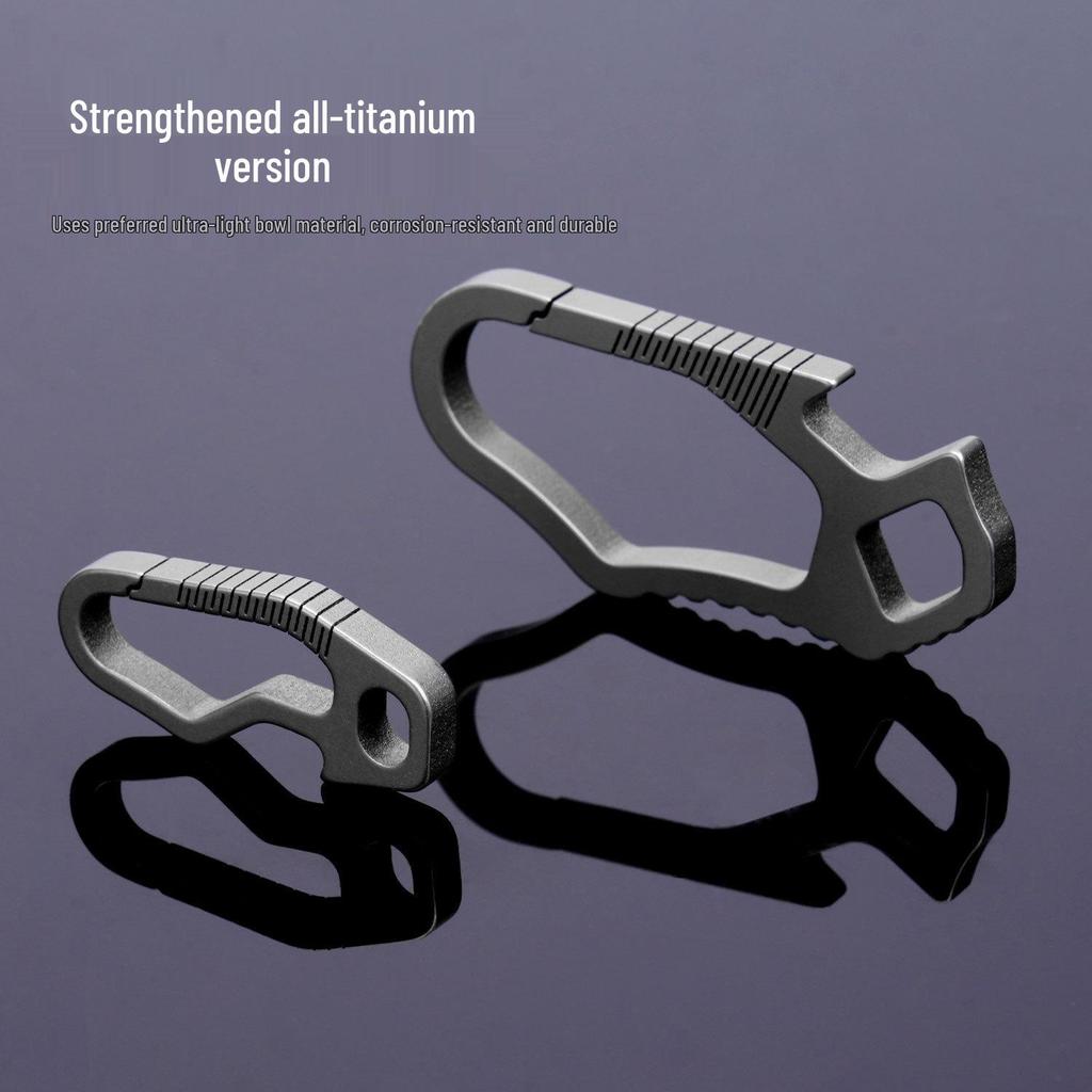 Titanium Mini Keychain Buckle with Elastic Hook Flashlight for Men's Waist
