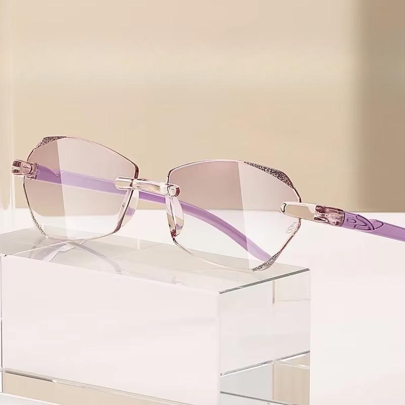 Fashion Ultra Light Women Diamond High Definition Anti Blue Light Reading Glasses Integration Design Presbyopia Eyeglasses