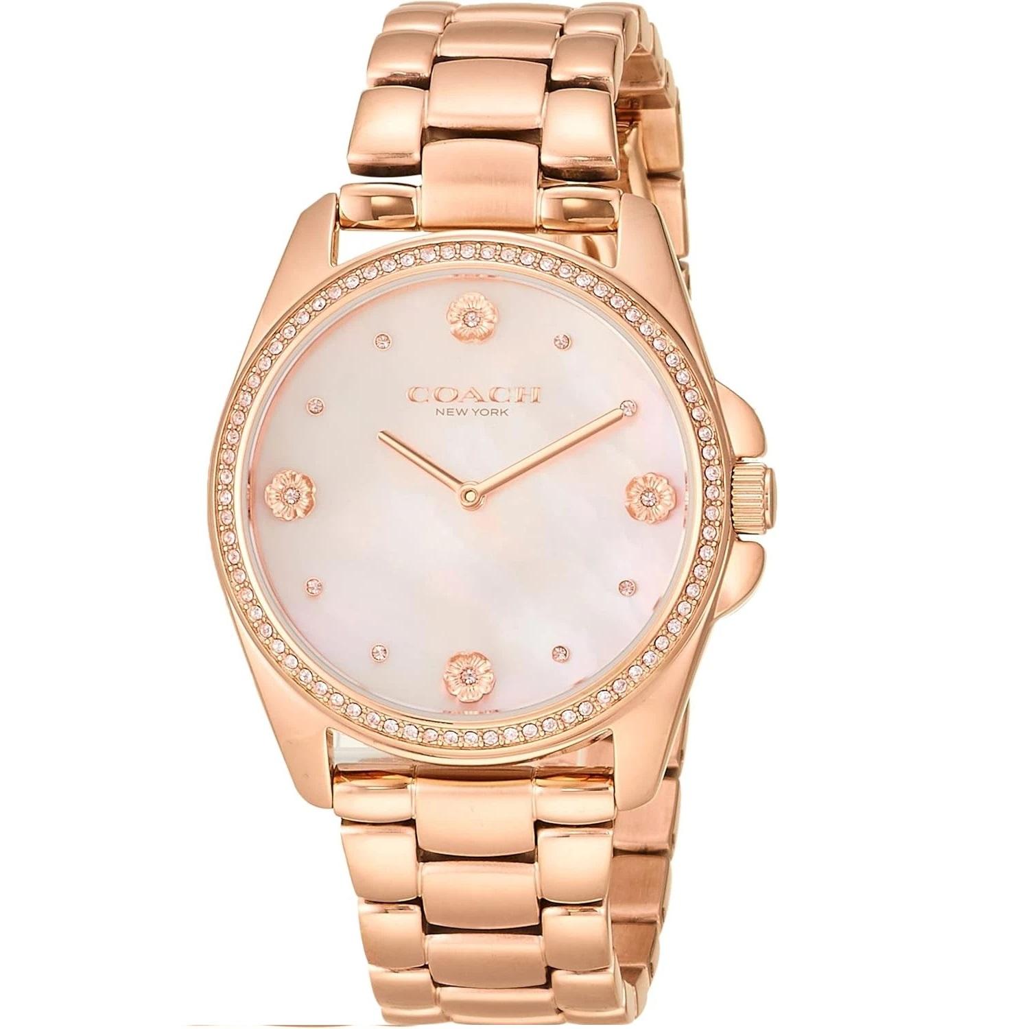 

Coach Мужские кварцевые часы CA4110 с розовым циферблатом и ремешком из нержавеющей стали розовый