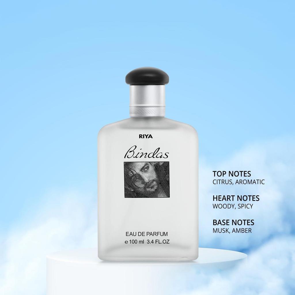 RIYA BINDAS For Men Eau De Parfum Spray Aromatic Woody Spicy 100 ML Mild Fragrance Long Lasting Fragrance/Scent of Swag