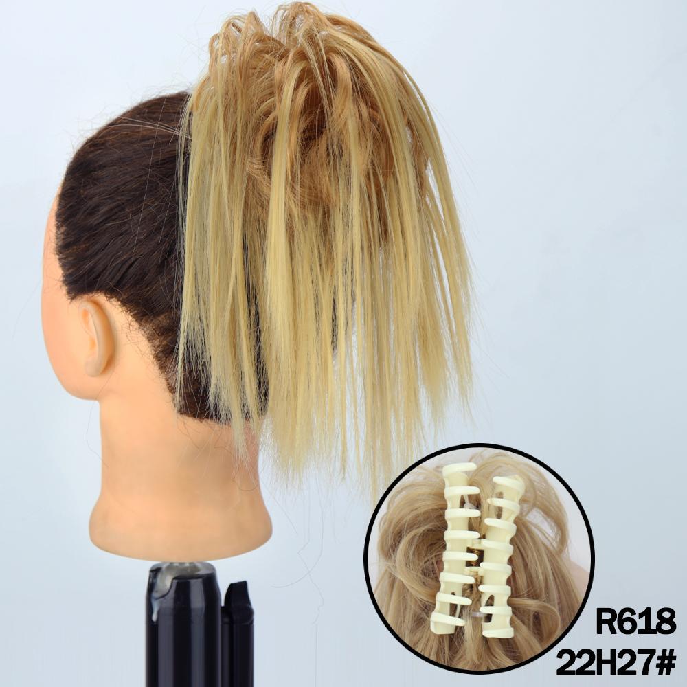 MERISIHAIR Synthetic Messy Hair Bun Claw Clip-in Hair Extensions Natural Grey Brown Claw Clip Bun Accessories For Everyday Wear