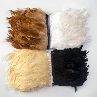 1 Metro Bordi con Piume di Gallo Bianco Frange 10-15cm Piume Nastro per Cucito Carnevale Abbigliamento Decorazione Accessori Artigianato