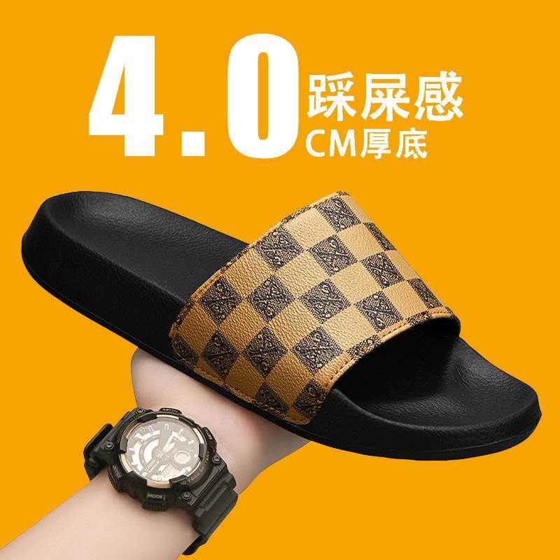 One-word drag men's home indoor slippers one-pedal tide 2 summer new men's slippers