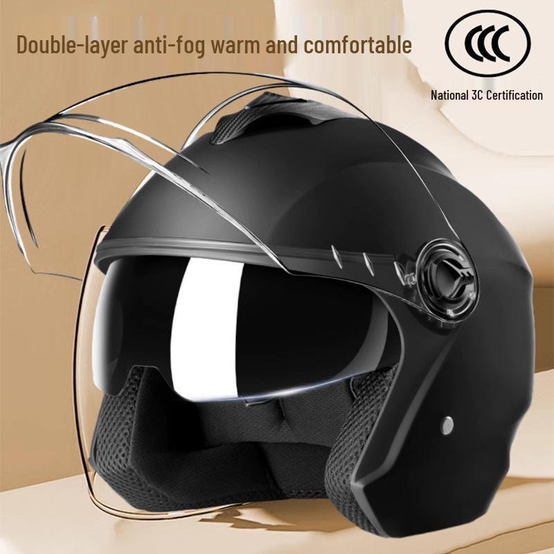 All-Season Universal Electric Scooter Helmet with HD Double Visor for Winter