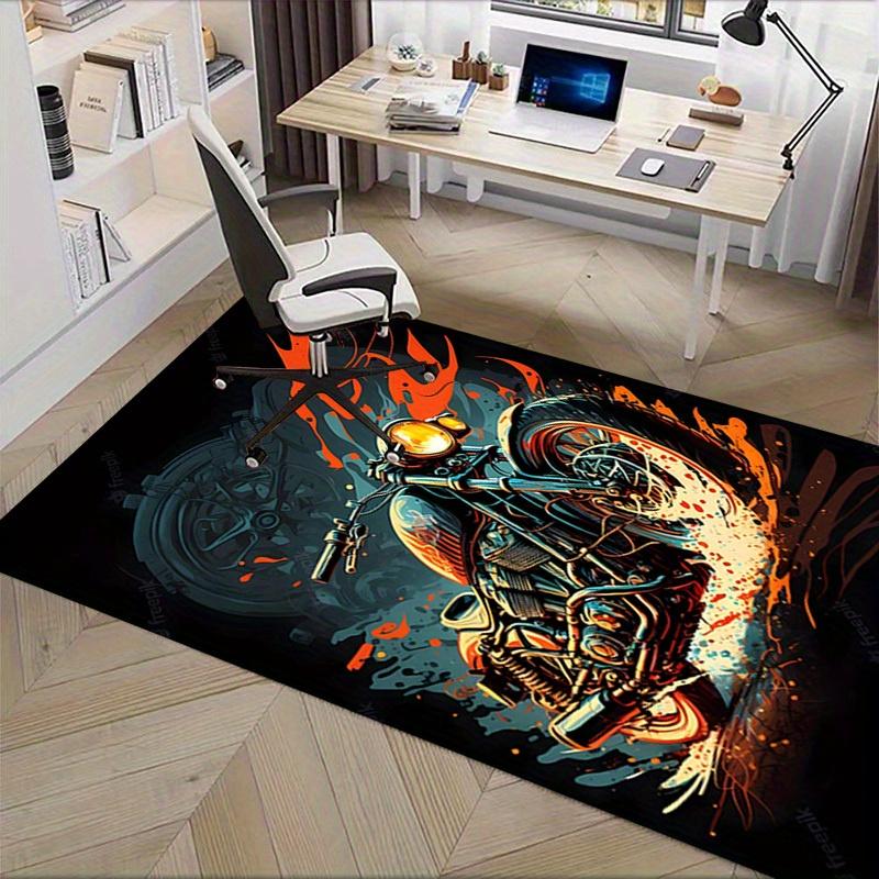 1pc Motorcycle,Flame,Artwork Office Carpet Soft Polyester Non Slip Machine Washable Indoor Carpet Li