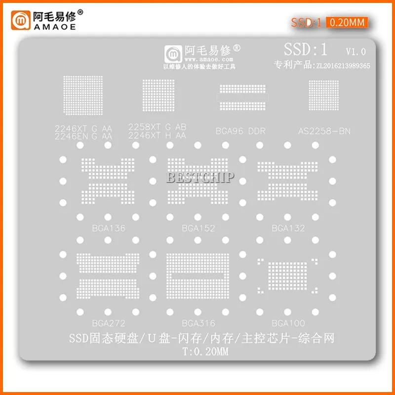 Amaoe SSD1 BGA Reballing Stencil Template For DDR SSD NAND Memory IC BGA96 BGA136 BGA152 BGA132 BGA272 BGA316 BGA100 T=0.2MM