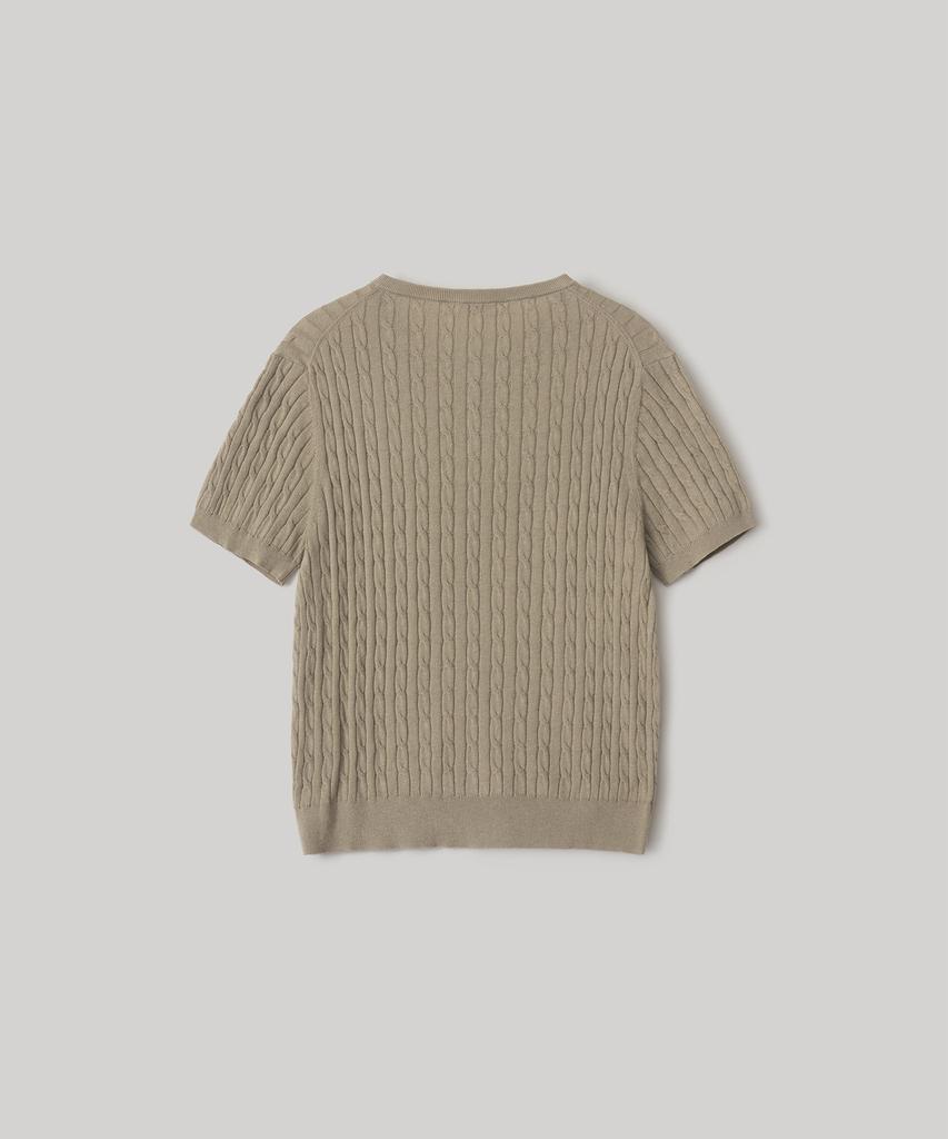ANOTHER OFFICE WOMEN W. Henley Neck Cable Knit (Light Khaki)