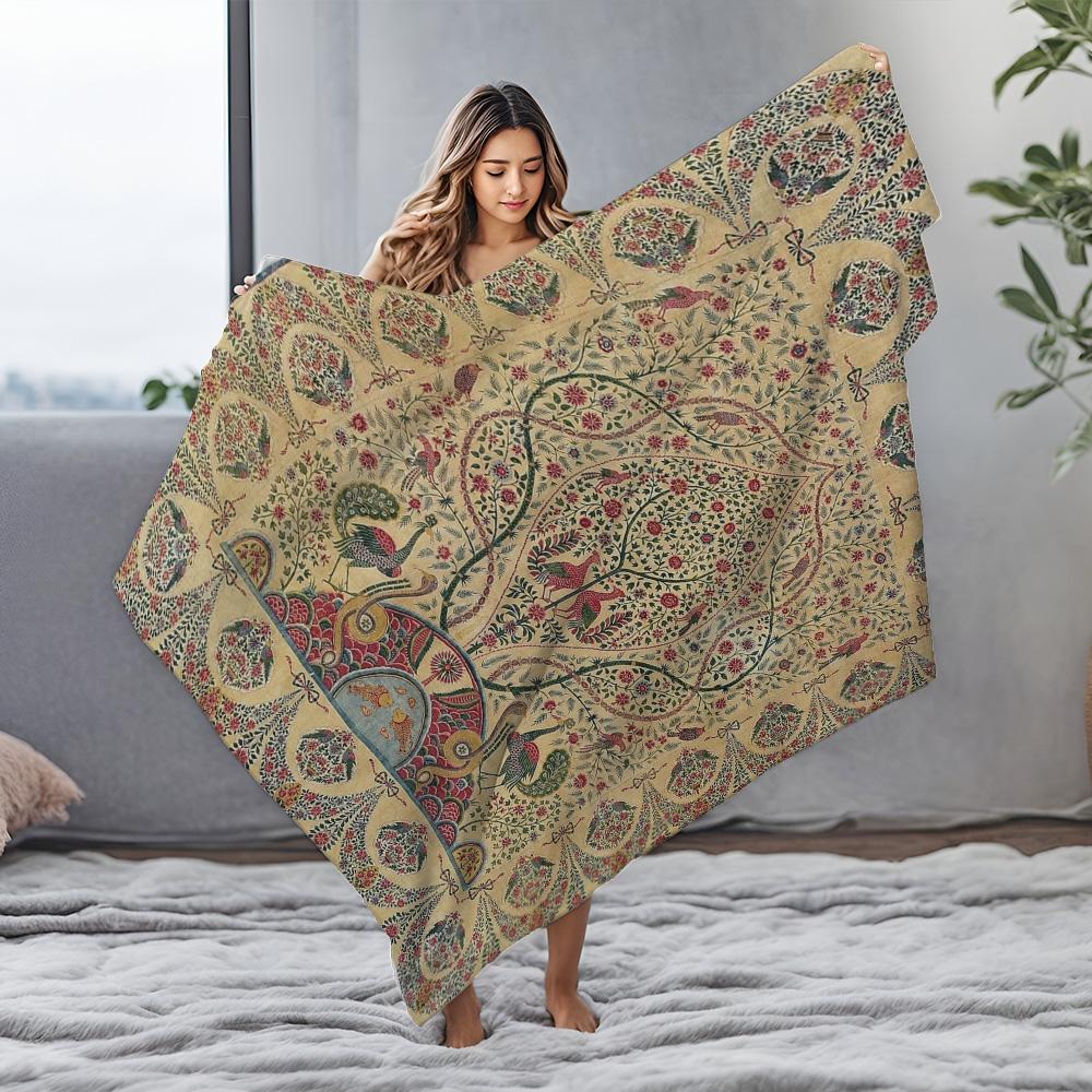 Coperta Plaid in Seta Indiana Paisley Vintage Decorativa per Letto Divano Copricuscino Decorativo Tessile per la Casa