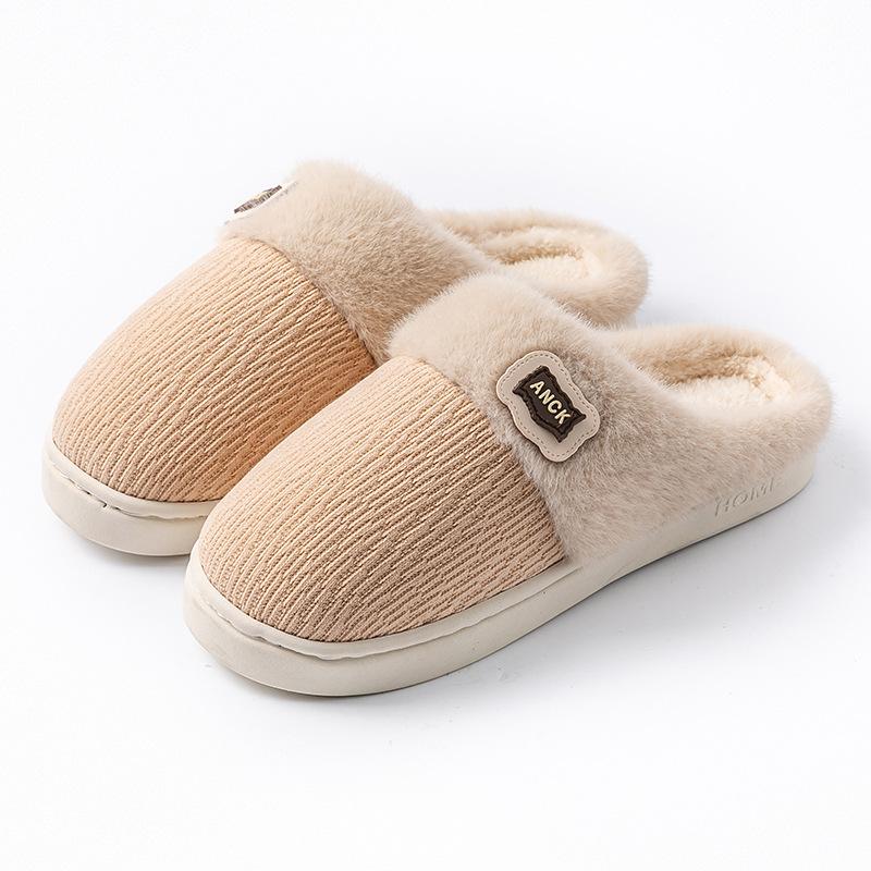 Cotton slippers autumn and winter indoor home soft thick bottom velvet warm couple outer hair slippers