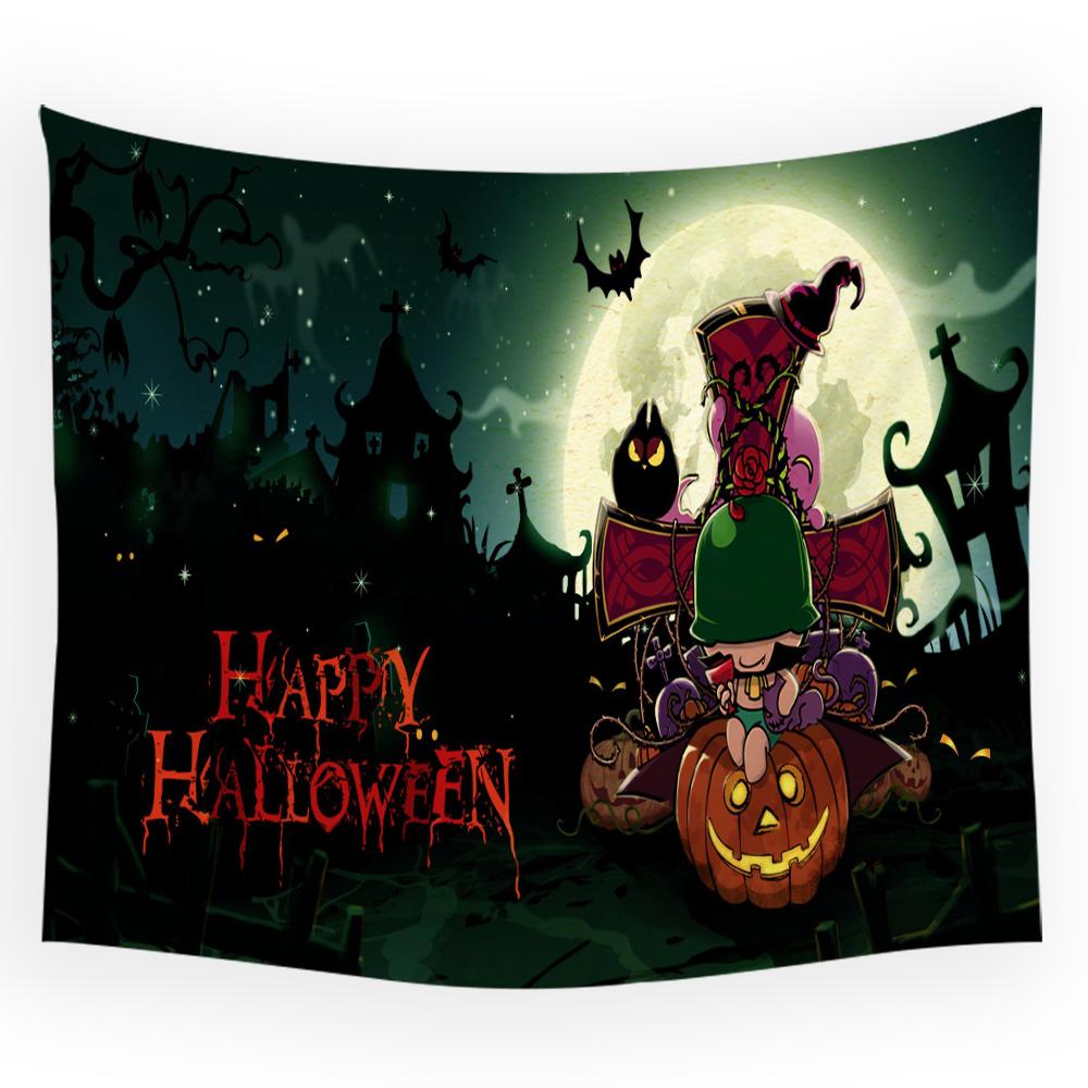 

Психоделический гобелен для спальни, декор для общежития, одеяло, красивая комната, страшная тыква на Хэллоуин 100x75cm