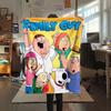 Family Guy Poster Printed Flannel Blanket, soft throw for bedroom sofa, washable, fan merchandise, great gift.