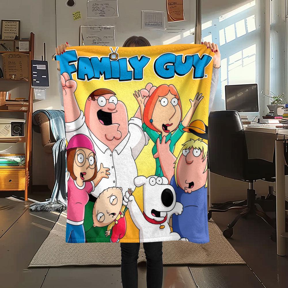 Family Guy Poster Printed Flannel Blanket, soft throw for bedroom sofa, washable, fan merchandise, great gift.