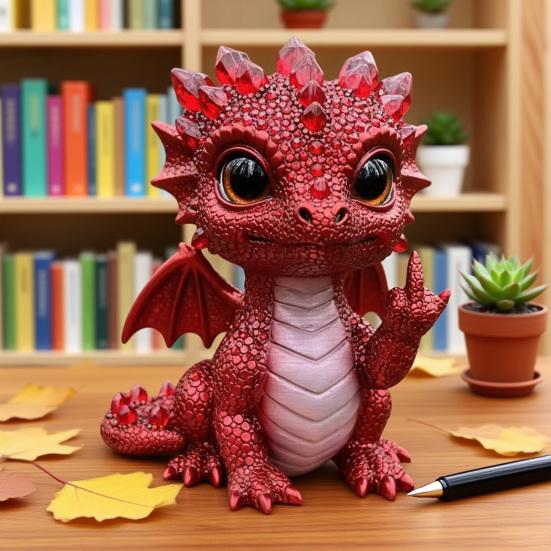 Baby Dragon Figurine Cheeky Dragon Statue Collectible Flip-off Baby Dragon