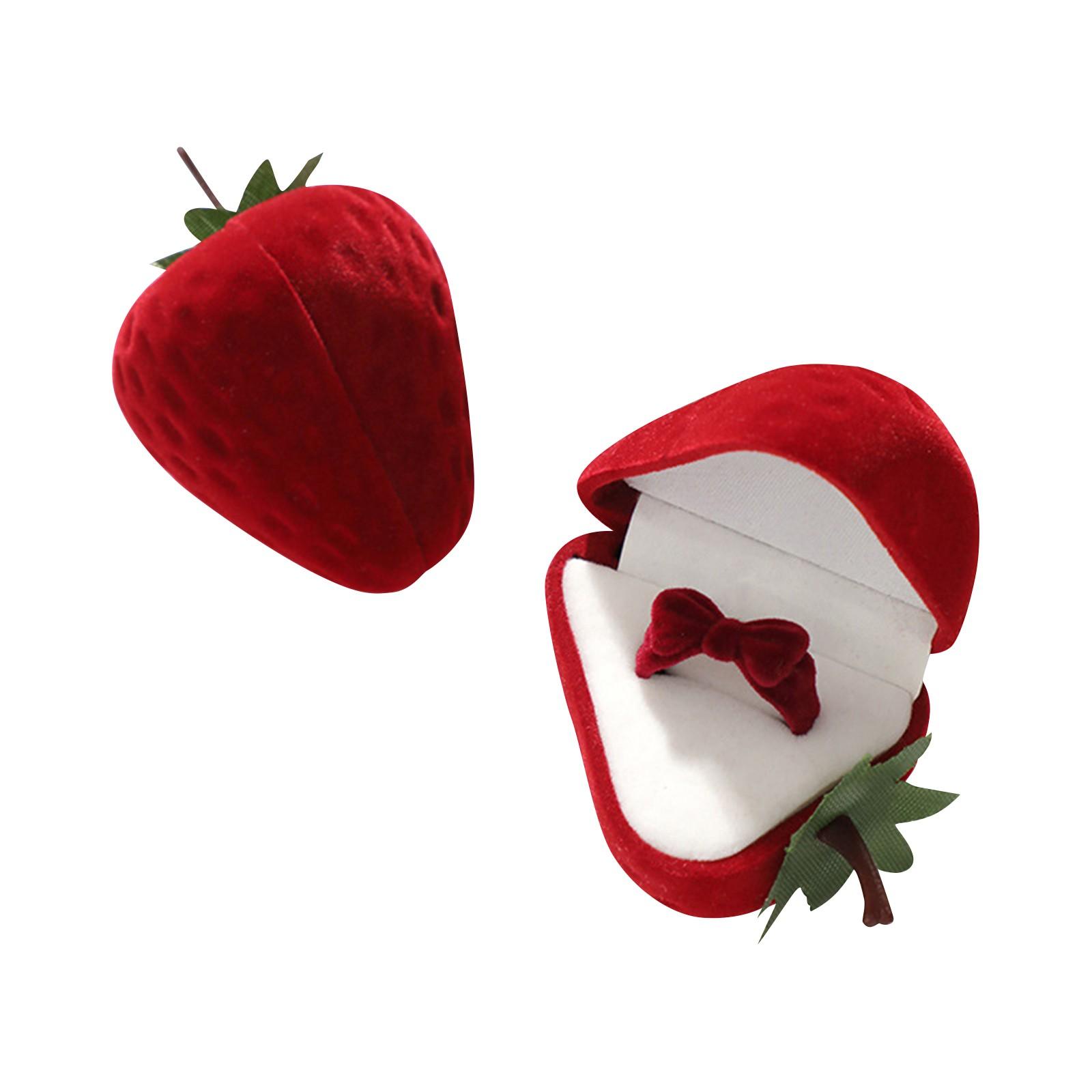 

Коробка для колец в форме клубники, бархатная шкатулка для колец в форме клубники, подарочная коробка для колец-бантов, реквизит для демонстрации украшений One Size красный