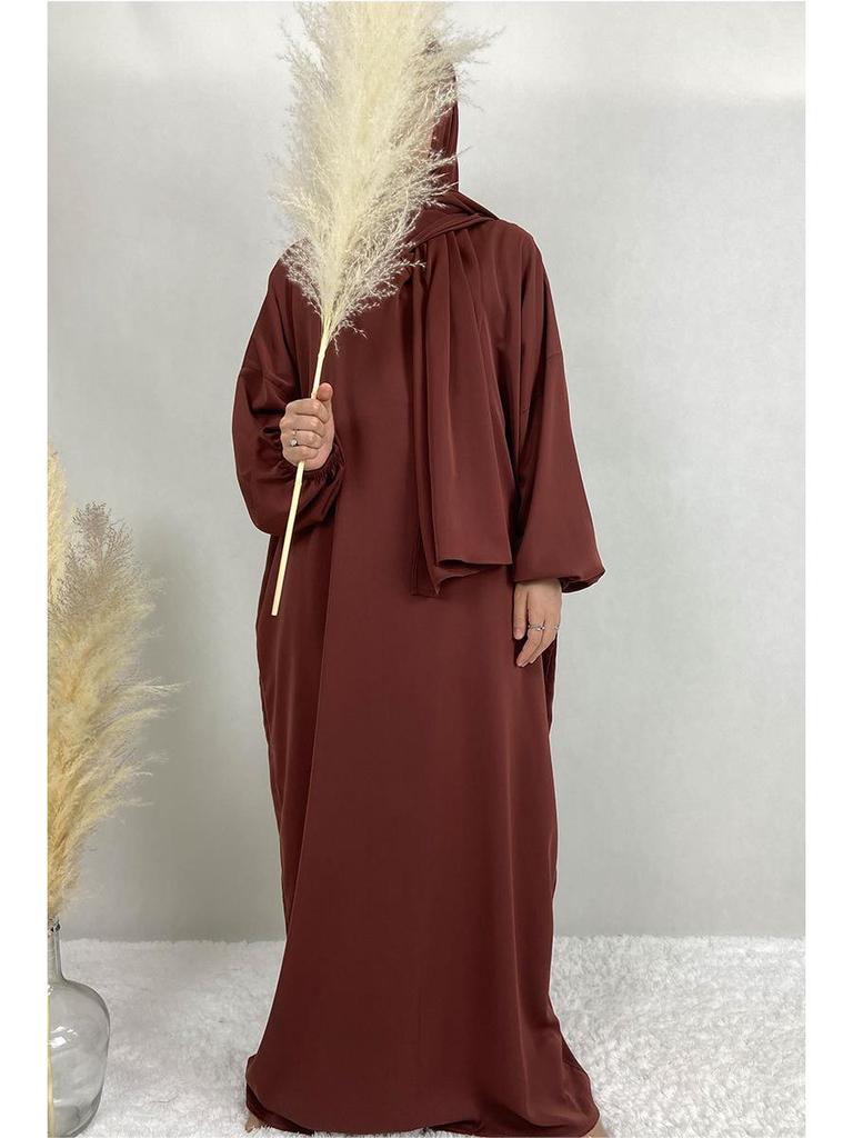 XG2057 Women's Hooded Hijab Long Kaftan Dress - Malaysia, Middle East, Dubai, Turkey