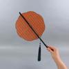 Chinese Ancient Style Black Bamboo Waist Fan Han Dynasty Circular Fan Chinese Style Long Handle Tassel Curling Folding Fan Classical Portable Wrist