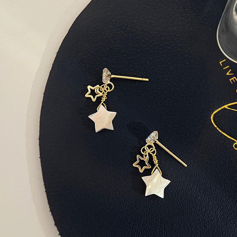 Shell Star Earrings Five-pointed Star Earrings Super Fairy Little Fresh Earrings