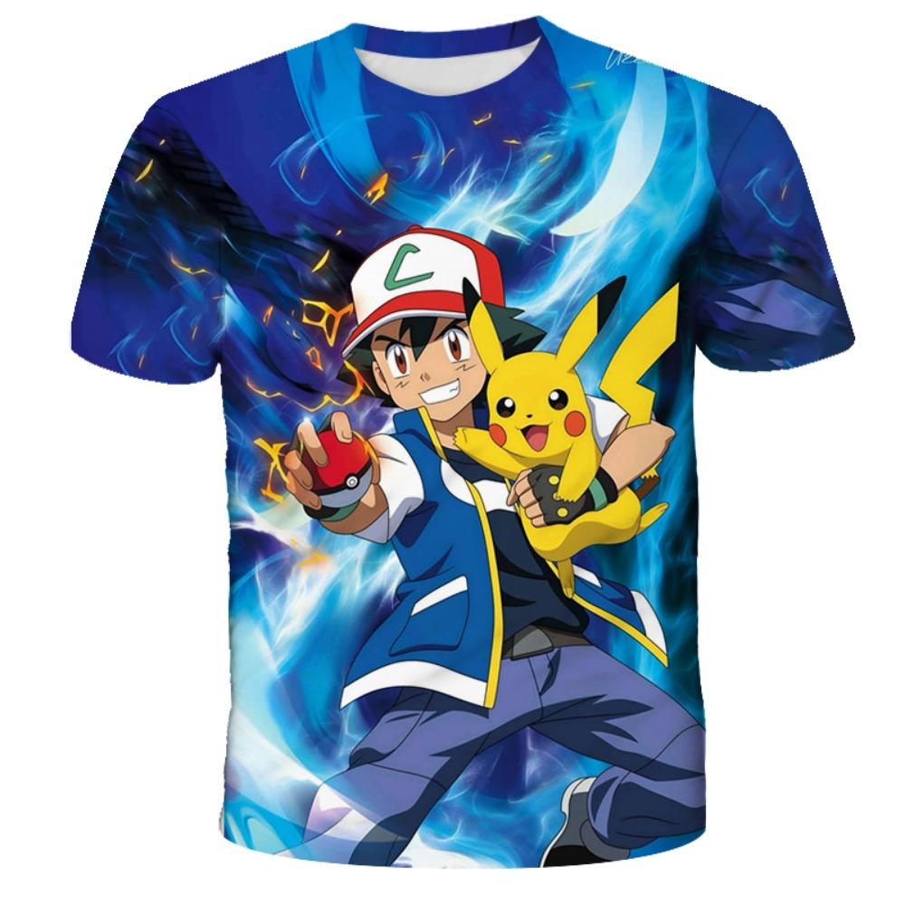 

Children s 3D clothing anime Pikachu T-shirt Pokémon boys short-sleeve top 120