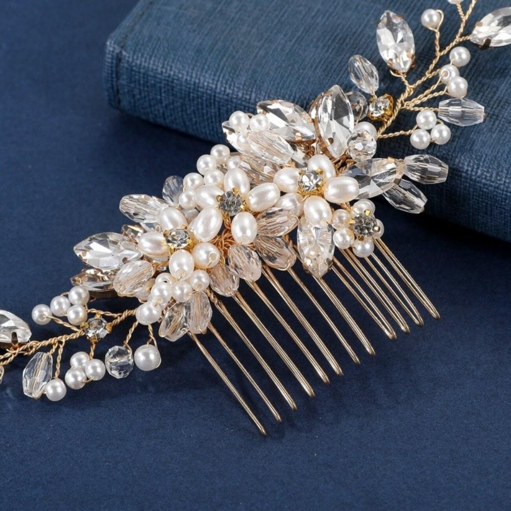 Flower Bridal Headpiece Jewelry Rhinestone Hairpin Gift Pearl Hair Combs  Wedding Ceremony