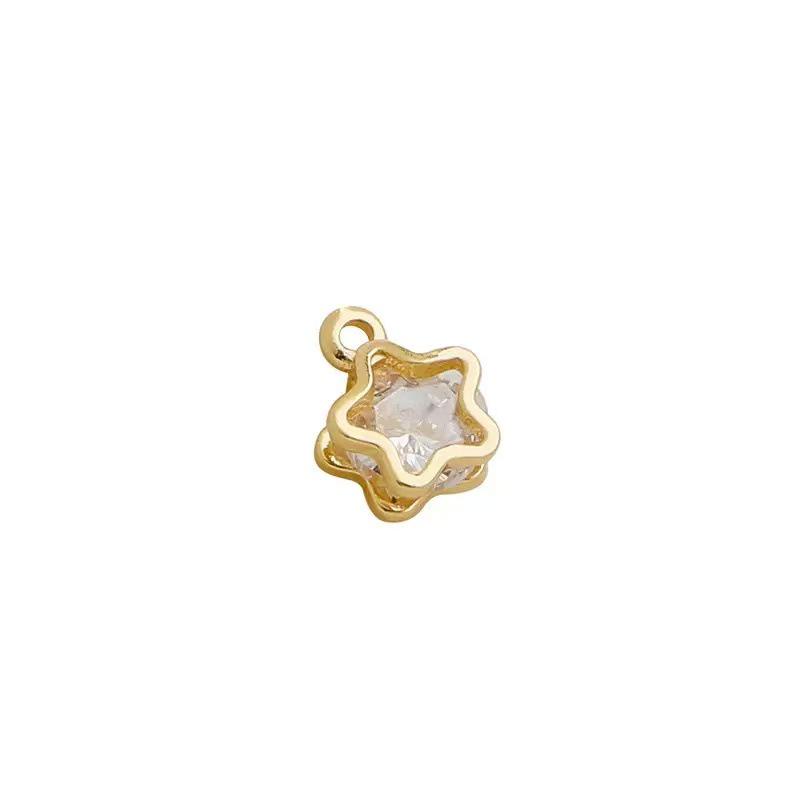 14K Gold-Filled Zircon Flower Pendant, Clip-on Charm for DIY Jewelry