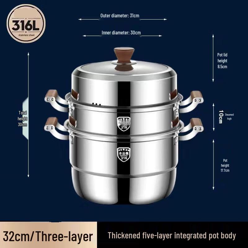 

Mr. Jian 316 Stainless Steel 3-Layer Steamer Pot