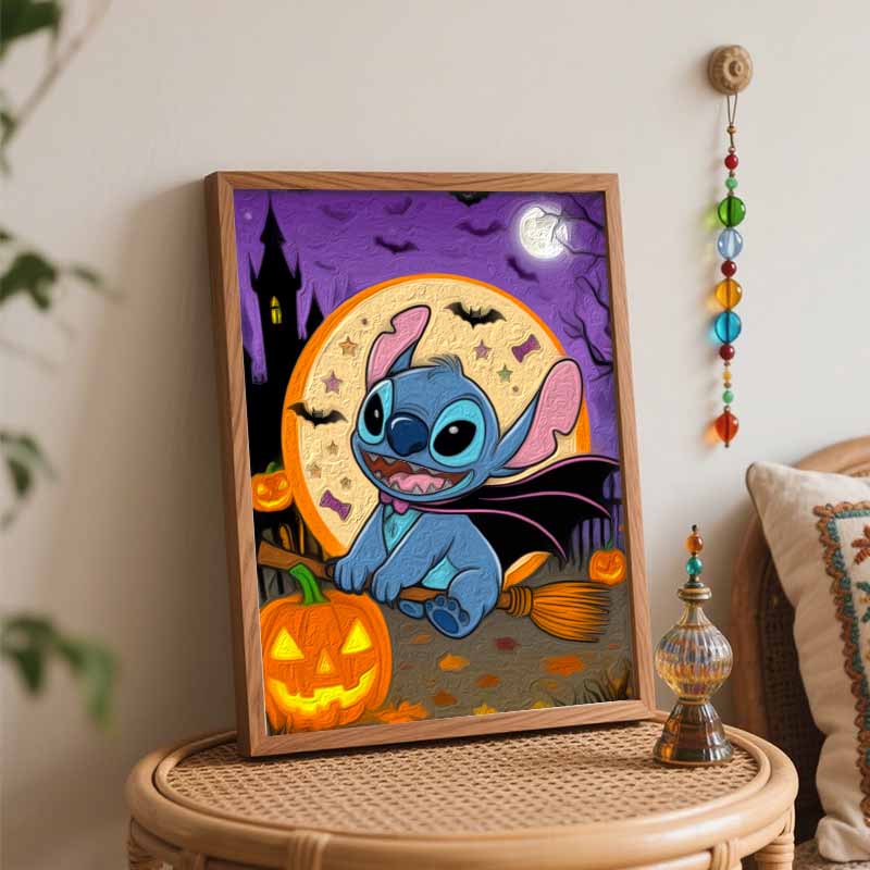 Disney Digital Oil Painting Halloween Stitch Hand Painting Home Decoration Painting