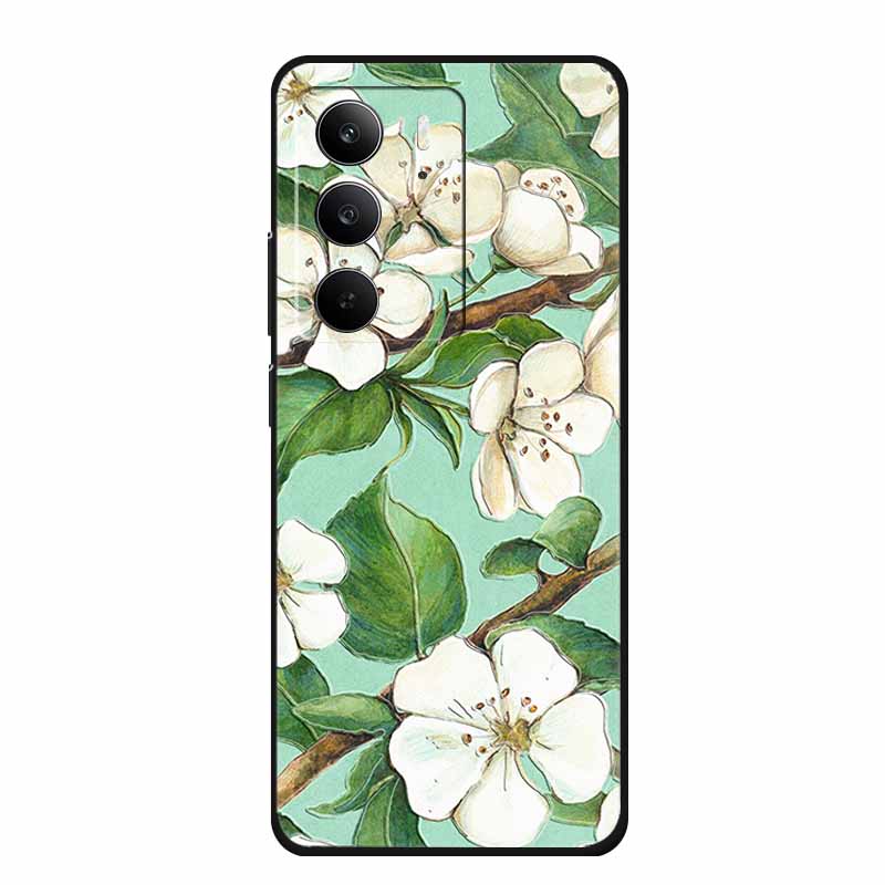 3D Emboss Case For Realme C75 4G 5G C75x V70 V70s 14x Realme C71 4G Case C 75 71 Coque Flower Black Silicone Soft Back Cover Bag