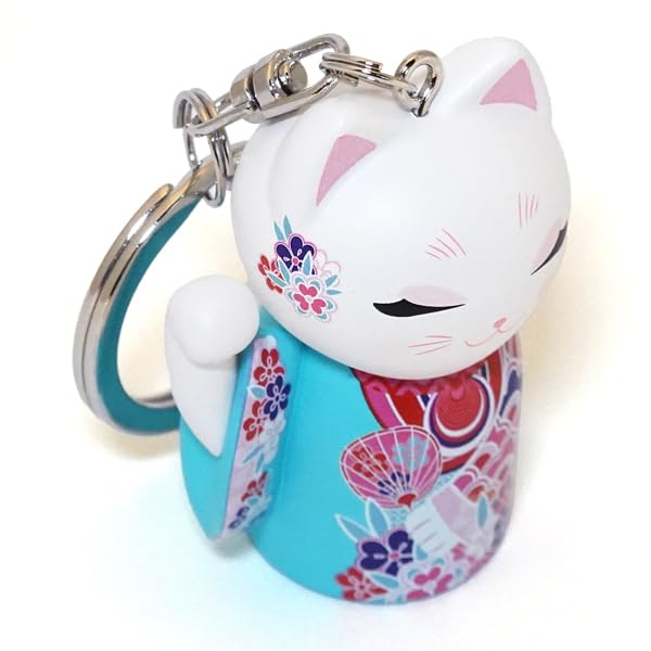 [kimmidoll] Manekineko Keychain Figure, Maneki-neko, Lucky Charm, Good Luck, Financial Fortune, Business Prosperity, Kimono, Japanese Style (YUME)