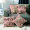 Pink Letter Rabbit Cartoon Cute Pillow Easter Print Cushion Cover Home Sofa Pillow Cover