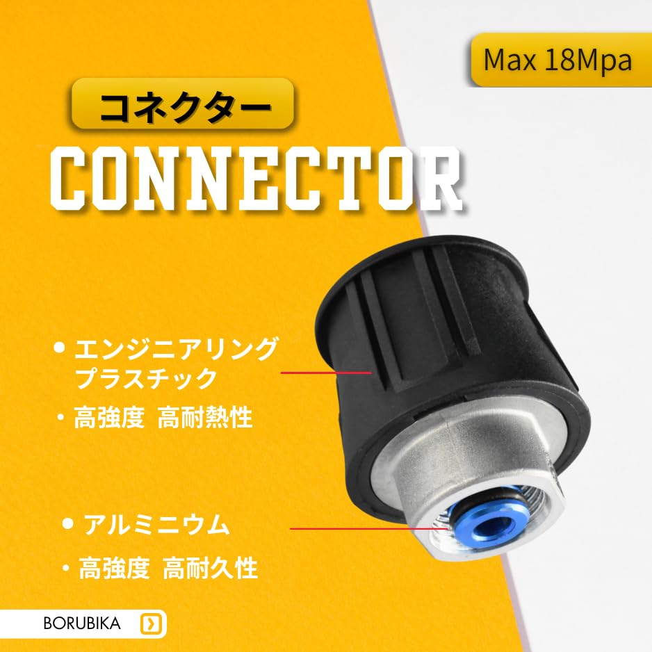 BORUBIKA Short Gun for Bosch and Kyocera High-Pressure Washers - One-Touch Hose Compatible, 5-Stage Multi-Spray (0-65°C) Adjustable.