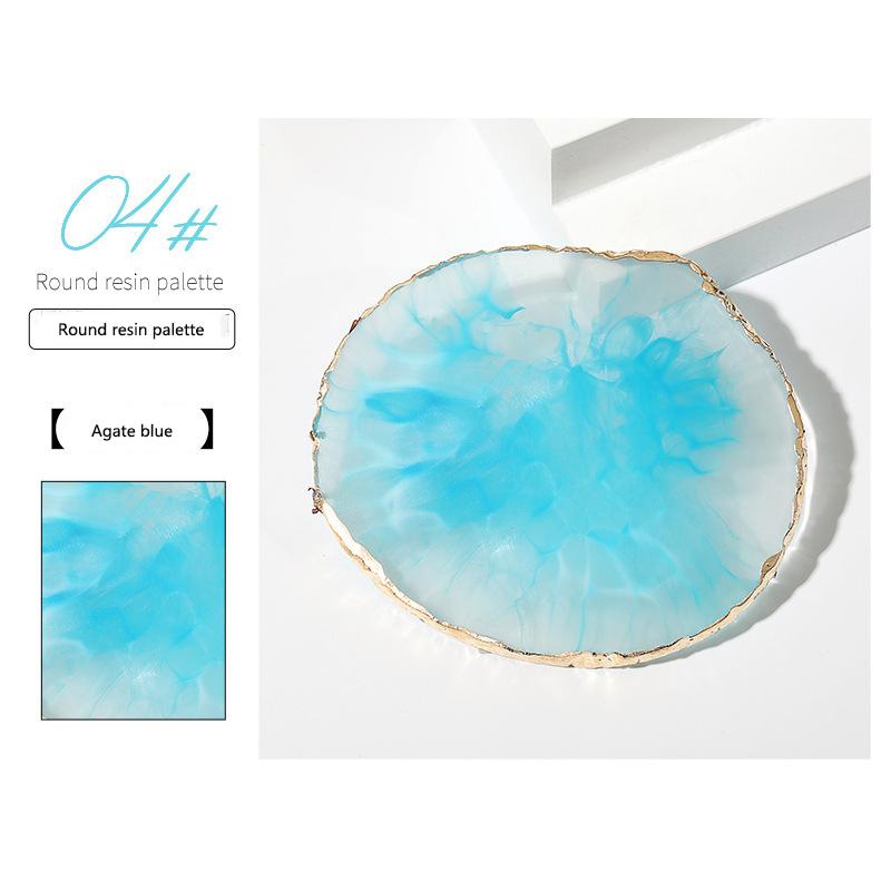 1pc Round/Square Painted Gel Polish Palette Natural Resin Onyx Display Board Holder Practice Nail Art DIY Tools
