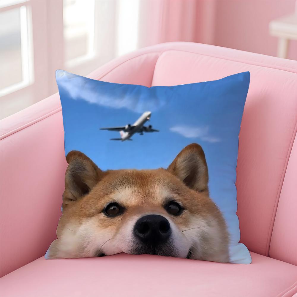 Adorable Japanese Animal Dog Art Cute Shiba Inu Cushion Cover Pillow Case Soft Skin Friendly Fabric  Concealed Zipper