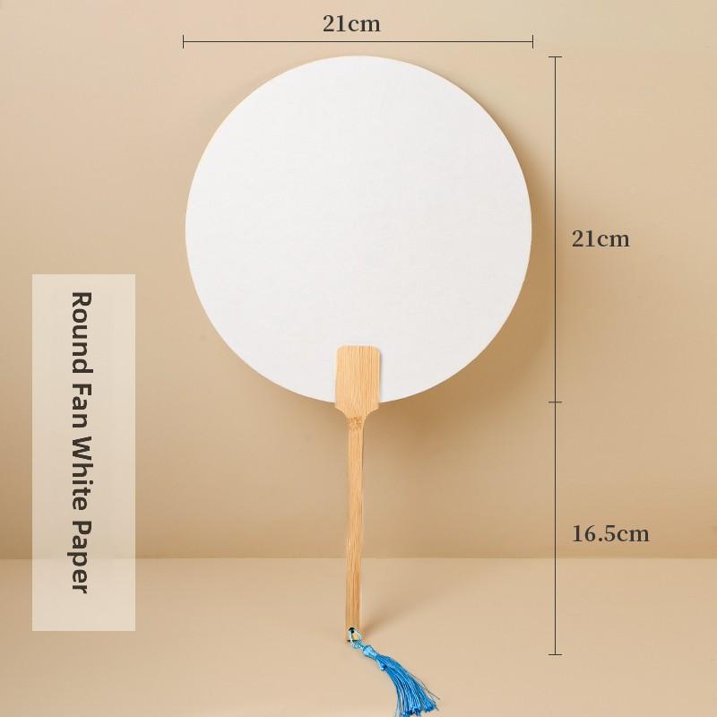 Thiened Blank Xuan Paper Calliaphy Fan DIY Material Kit Hand-Painted Cultural Creative Fan round ape Bamboo Frame