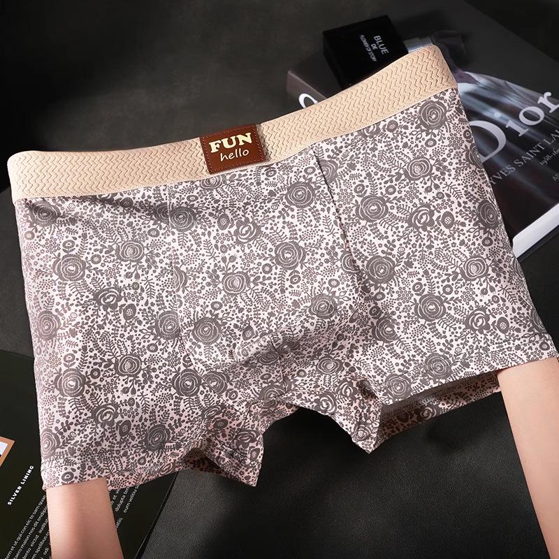 

Мужские классические хлопковые боксеры-брифы с цветочным принтом - Антибактериальные, Дышащие, Удобные трусы XL белый