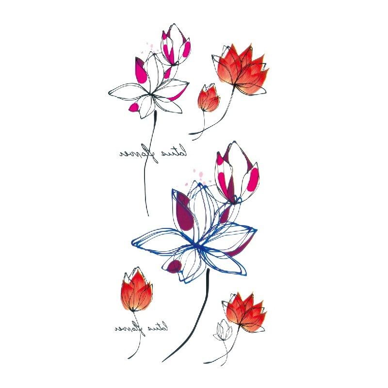 Adesivo de tatuagem de flor de rosa azul, flor de ameixa, padrão grande, capa de braço, adesivo de tatuagem à prova d'água, amostra de tatuagem