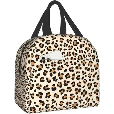 Leopard Aesthetics Lunch Bags Cheetah Pattern Insulated Reusable Lunch Box Thermal Cooler Tote Bag for Teen Adult Work Picnic