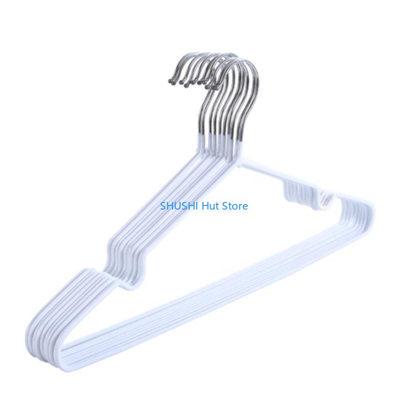 10Pcs Adult Children Metal Clothes Hanger with Plastic Coating Suit Coat Drying Rack Support Hook Non-Slip Dress Holder D57B