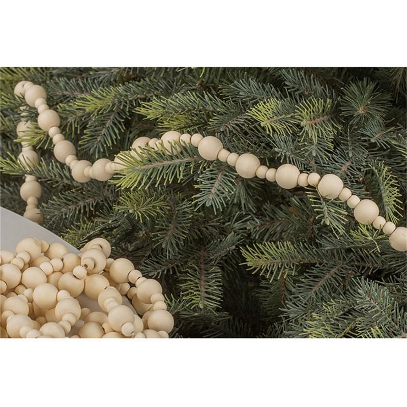 Portable Wooden Christmas Bead Strands For Indoor Holiday Decorations Tree Window Wall Hanging Festival Party Supplies