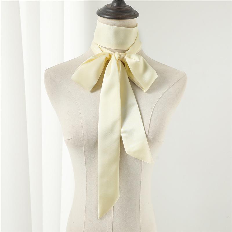 Influencer Style Silk Scarf: Hair Tie, Solid Color, Long & Narrow, Korean Style Necktie, Flowing Ribbon for Women
