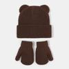 Ear Protection Bear Ear  Earflap Hat Warm Knitted Hat Glove Set  for Boys Girls Kids