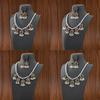 Color Diamond-Set Pearl Fringed Earrings Necklace Set Premium Retro Court Jewelry