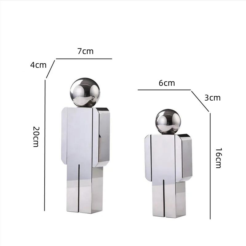 Kristallmann-Statue Transparente Figur Skulptur Glas Handwerkskunst Ornamente Cartoon-Charakterfiguren Heimdekorationszubehör