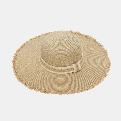 Lcate Damen Strohhut UV-Schutz Breite Krempe Sommer Reise Breiter Rand Raffia Hut DTR008
