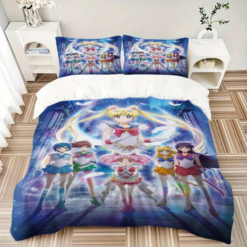 Moonlit Sailor Guardians Print 3Pcs Bedding Setduvet Cover With 2 Bedropillowcase Home Birthday Gift