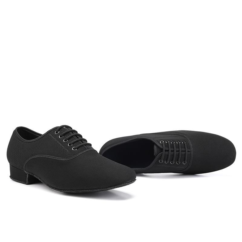 Scarpe da ballo moderne nere con tacco 2,5 cm Scarpe da ballo da sala standard in tessuto Oxford da uomo Scarpe da ballo da competizione