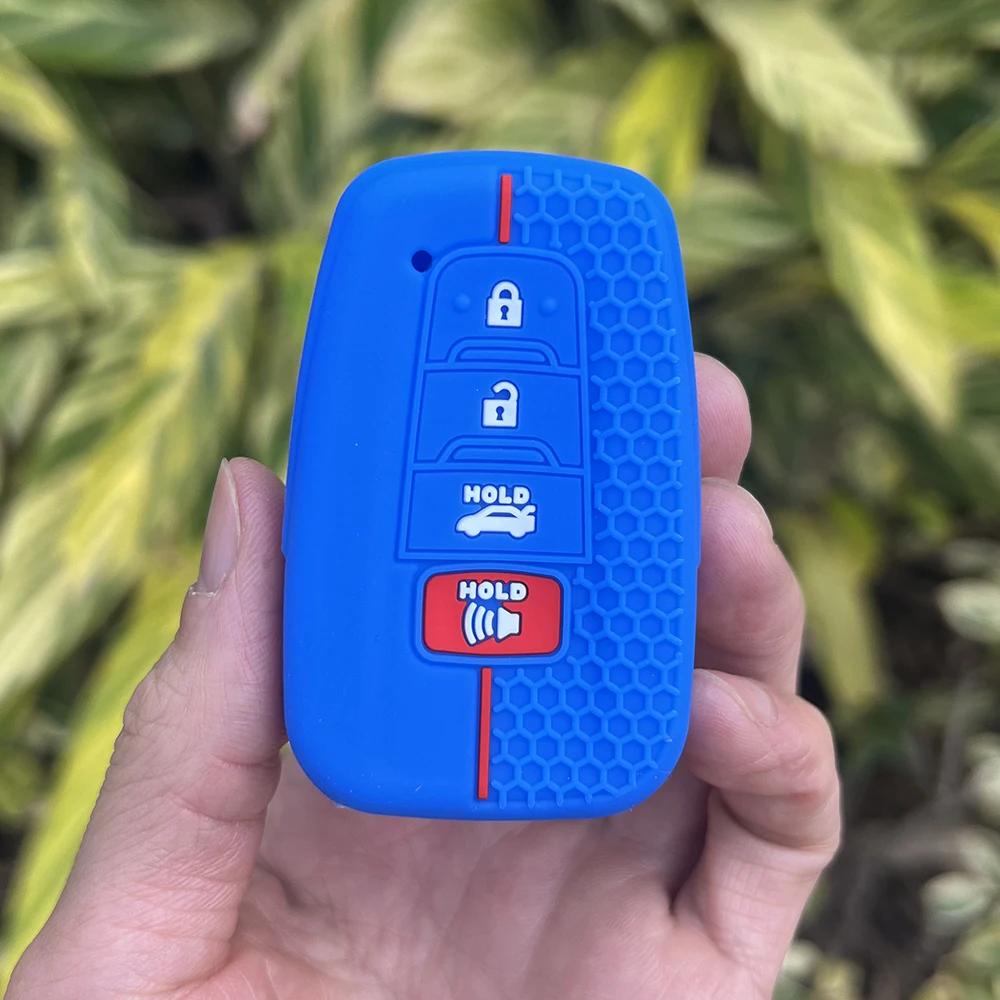 Silicone Car Key Case Holder Shell Soft Remote Cover Protector for Toyota Rav4 Corolla Camry Avalon Accessories Keychain Bag Set