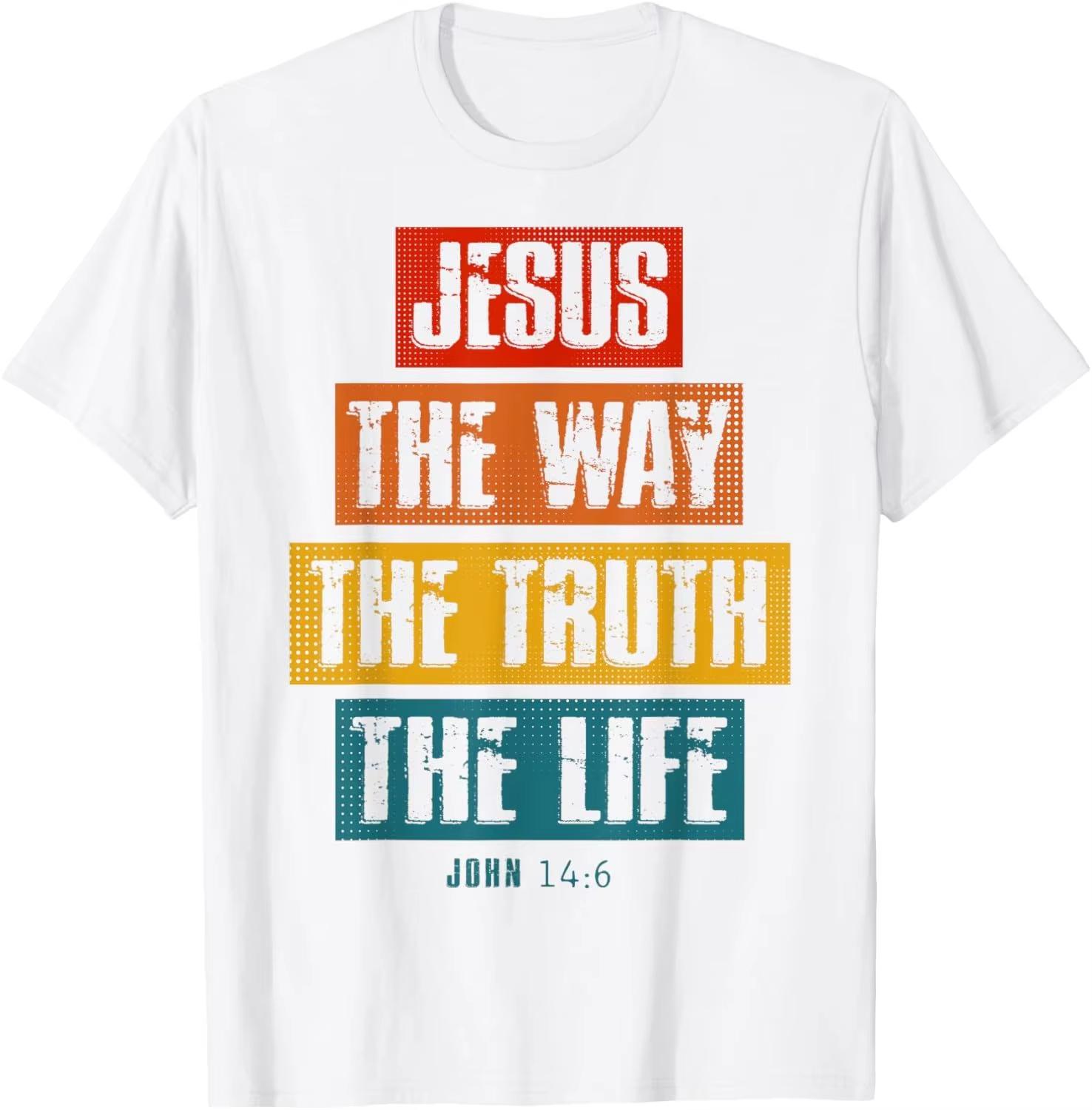 

Unisex Clothing Unisex Christian T Shirt Women Unisex Kids Jesus The Way Truth Life TShirt Graphic T Shirts Vintage T Shirt Camisetas S