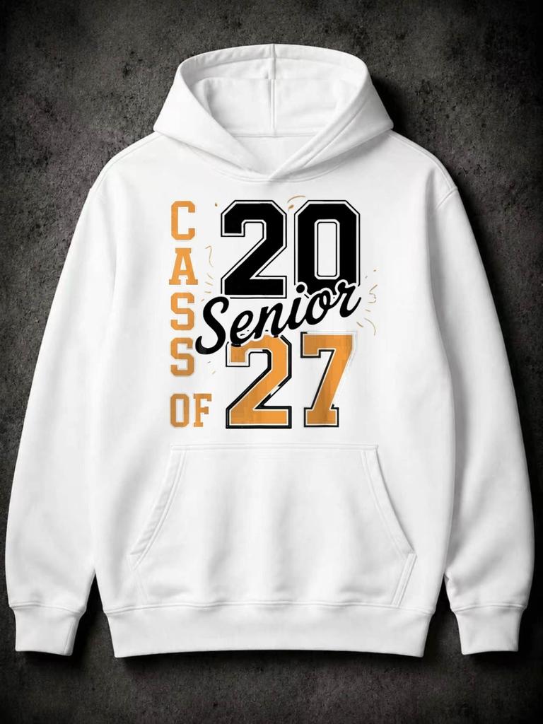 Casual Style Men's Hoodie, Class of 2027 Senior Graduation Design, Back To School Season, Gift for High School Seniors