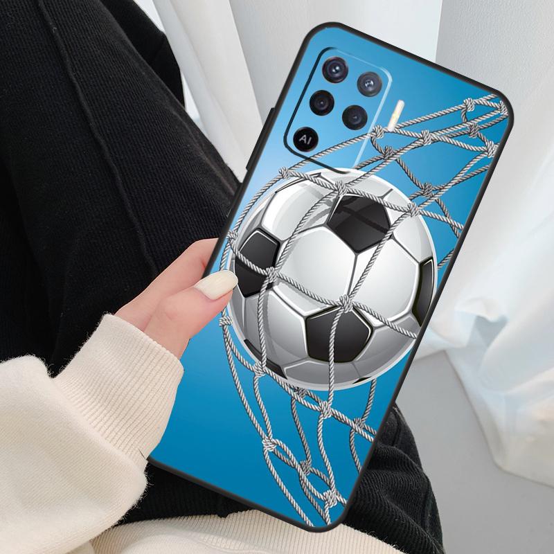 Football Soccer Ball Case For Oppo A17 A57 A77 A40 A78 A54 A74 A94 A76 A16 A96 A18 A60 A80 A38 A58 A98 A15 A5 Pro